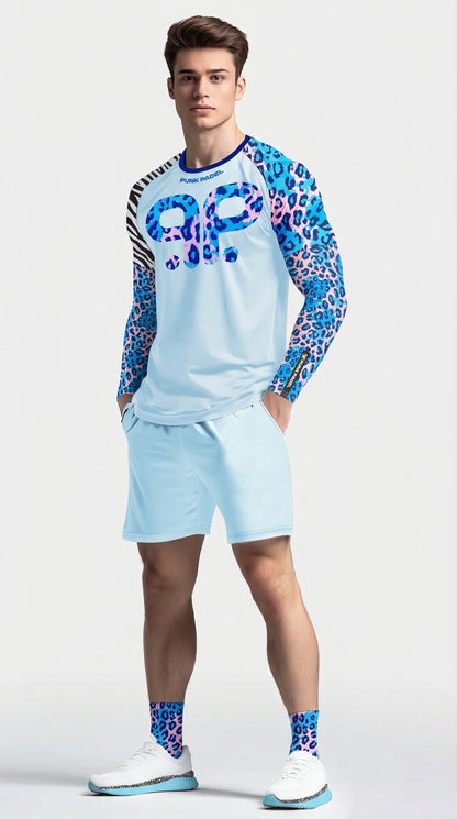 Padel Arm Sleeve "Go Wild" Blue Pink Leopard